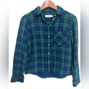 Vineyard Vines Green & Blue Plaid Flannel Button Down Shirt. Size Small